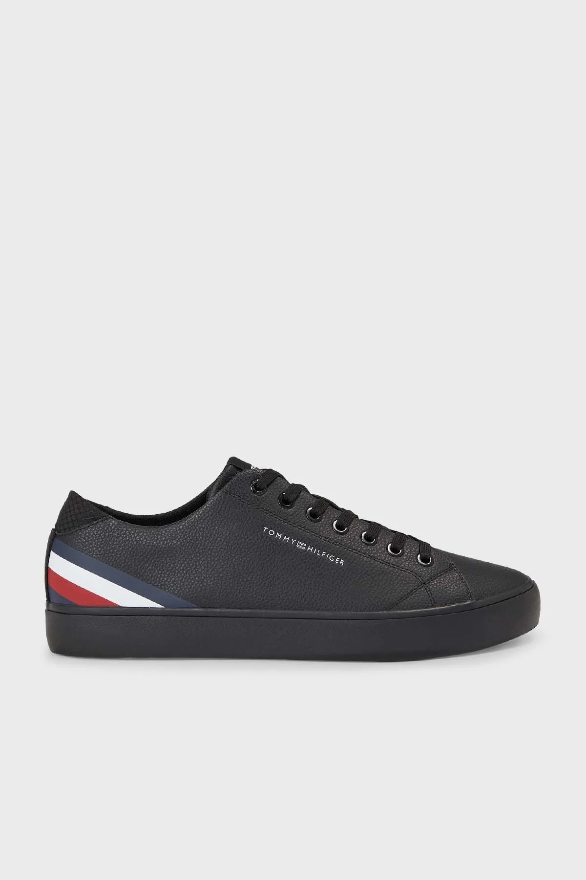 Tommy Hilfiger Logolu Deri Sneaker Erkek Ayakkabı FM0FM04778 0GQ SİYAH - 1