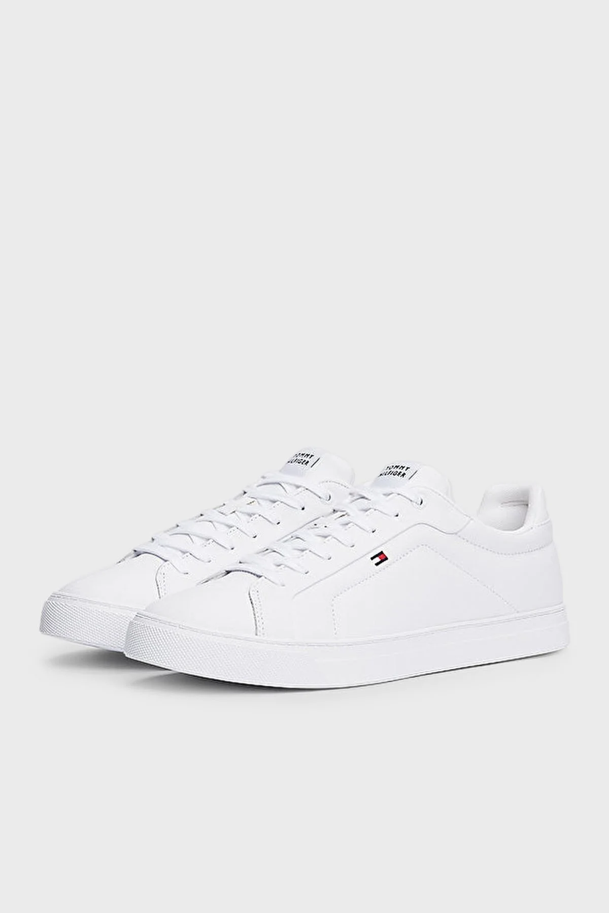 Tommy Hilfiger Logolu Deri Sneaker Erkek Ayakkabı FM0FM05317 YBS BEYAZ - 3