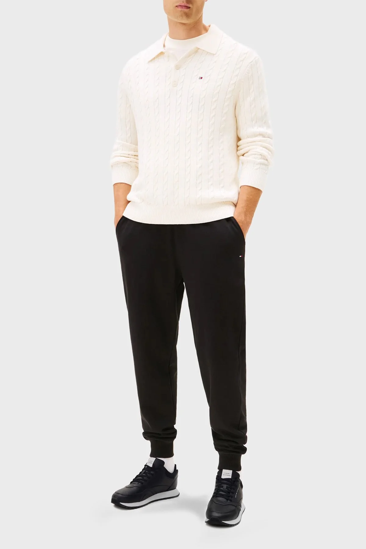 Tommy Hilfiger Logolu Deri Sneaker Erkek Ayakkabı FM0FM05512 0GX SİYAH - 2