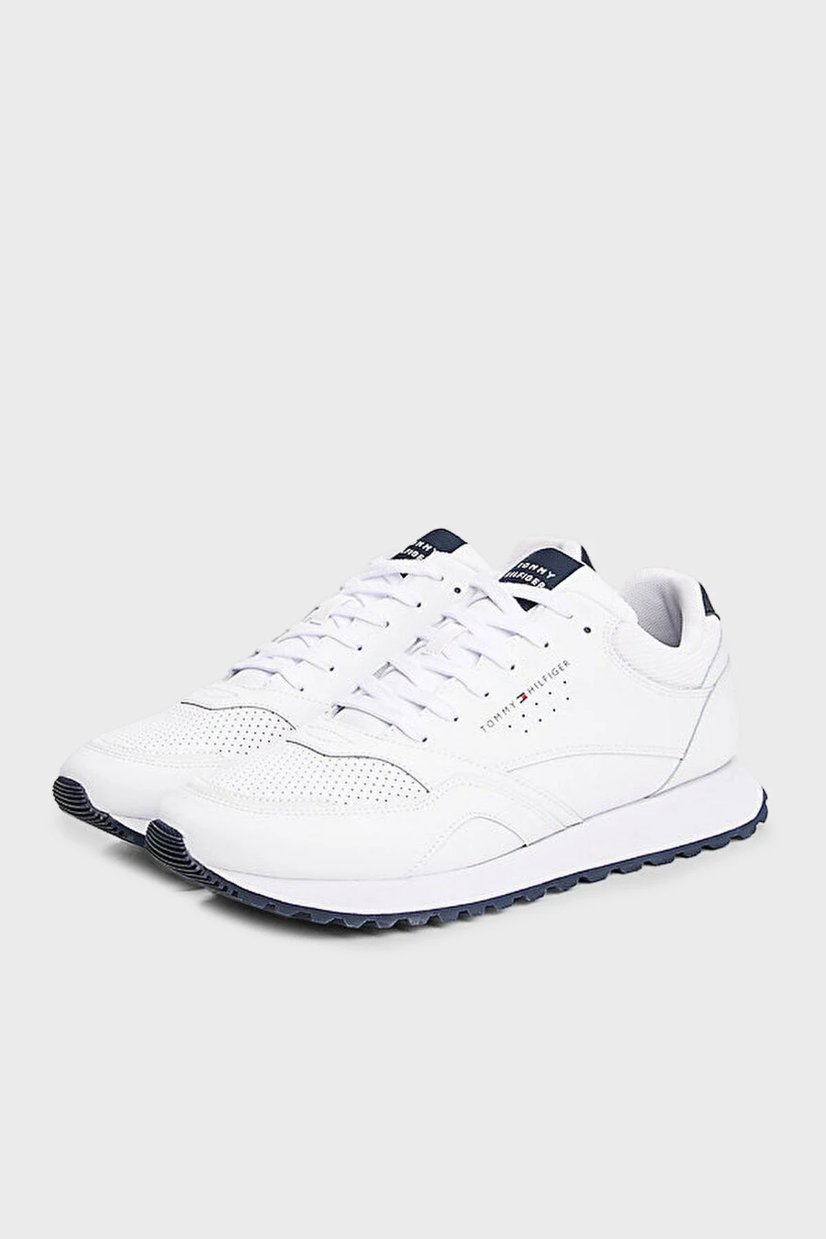 Tommy Hilfiger Logolu Deri Sneaker Erkek Ayakkabı FM0FM05512 YBS BEYAZ - 5