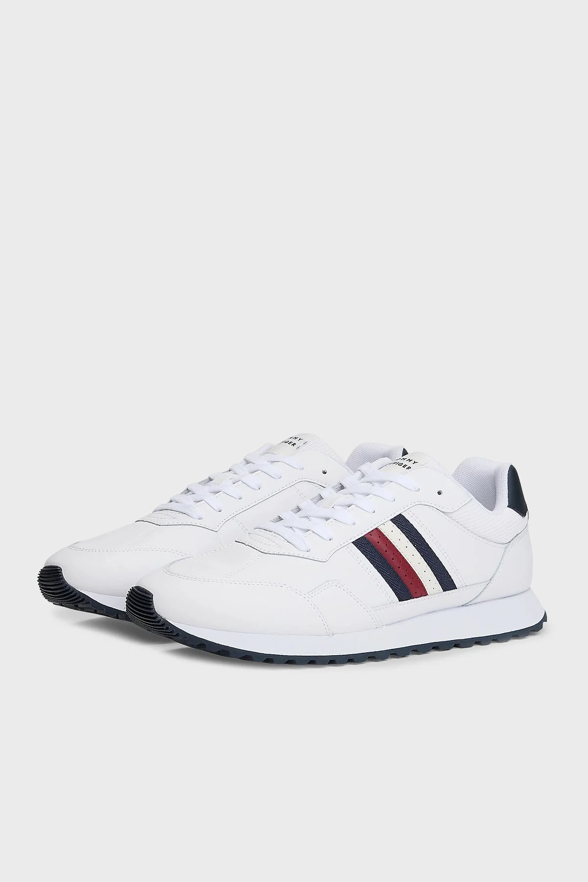 Tommy Hilfiger Logolu Deri Sneaker Erkek Ayakkabı FM0FM05637 YBS BEYAZ - 3