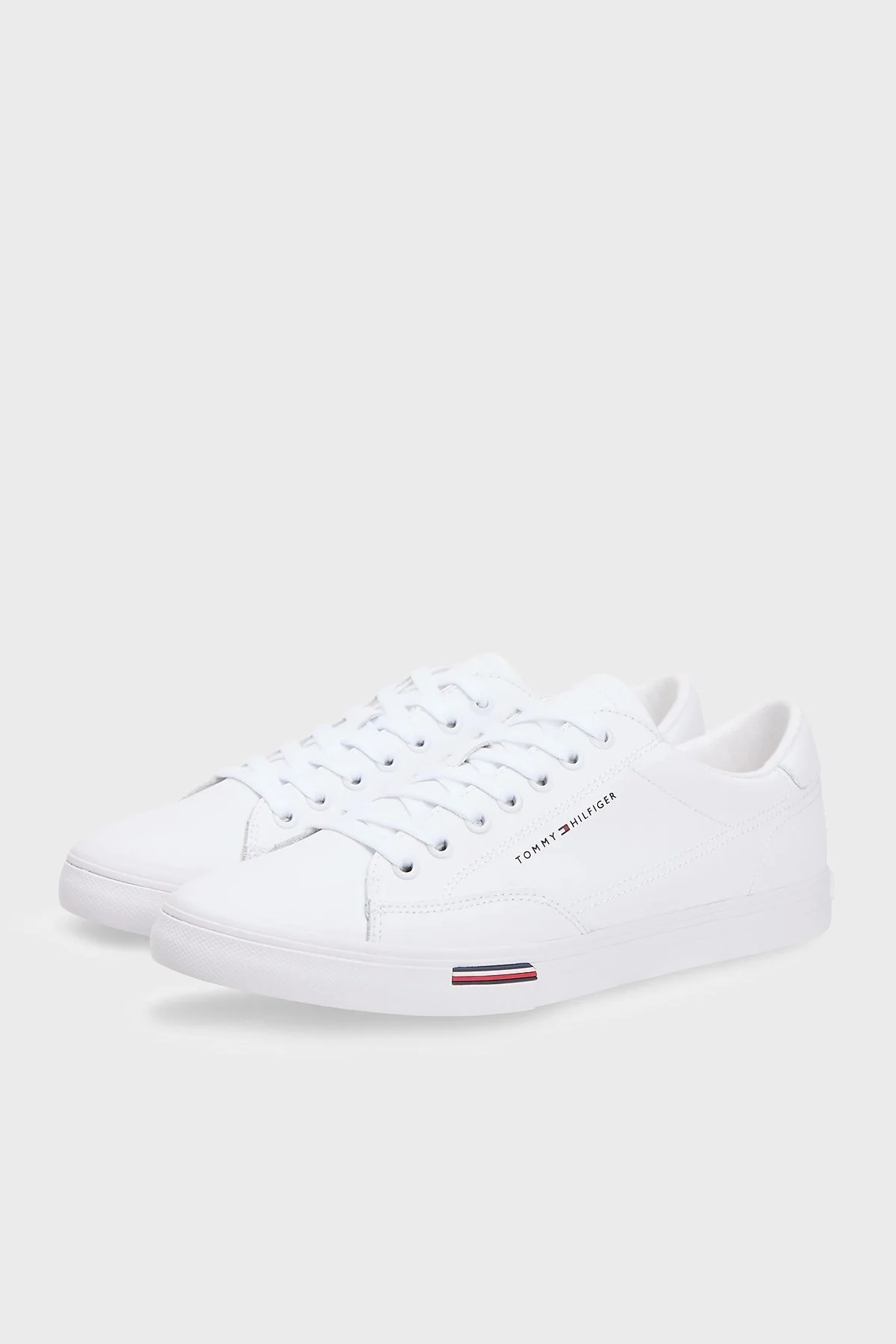 Tommy Hilfiger Logolu Deri Sneaker Erkek Ayakkabı FM0FM05814 YBS BEYAZ - 4