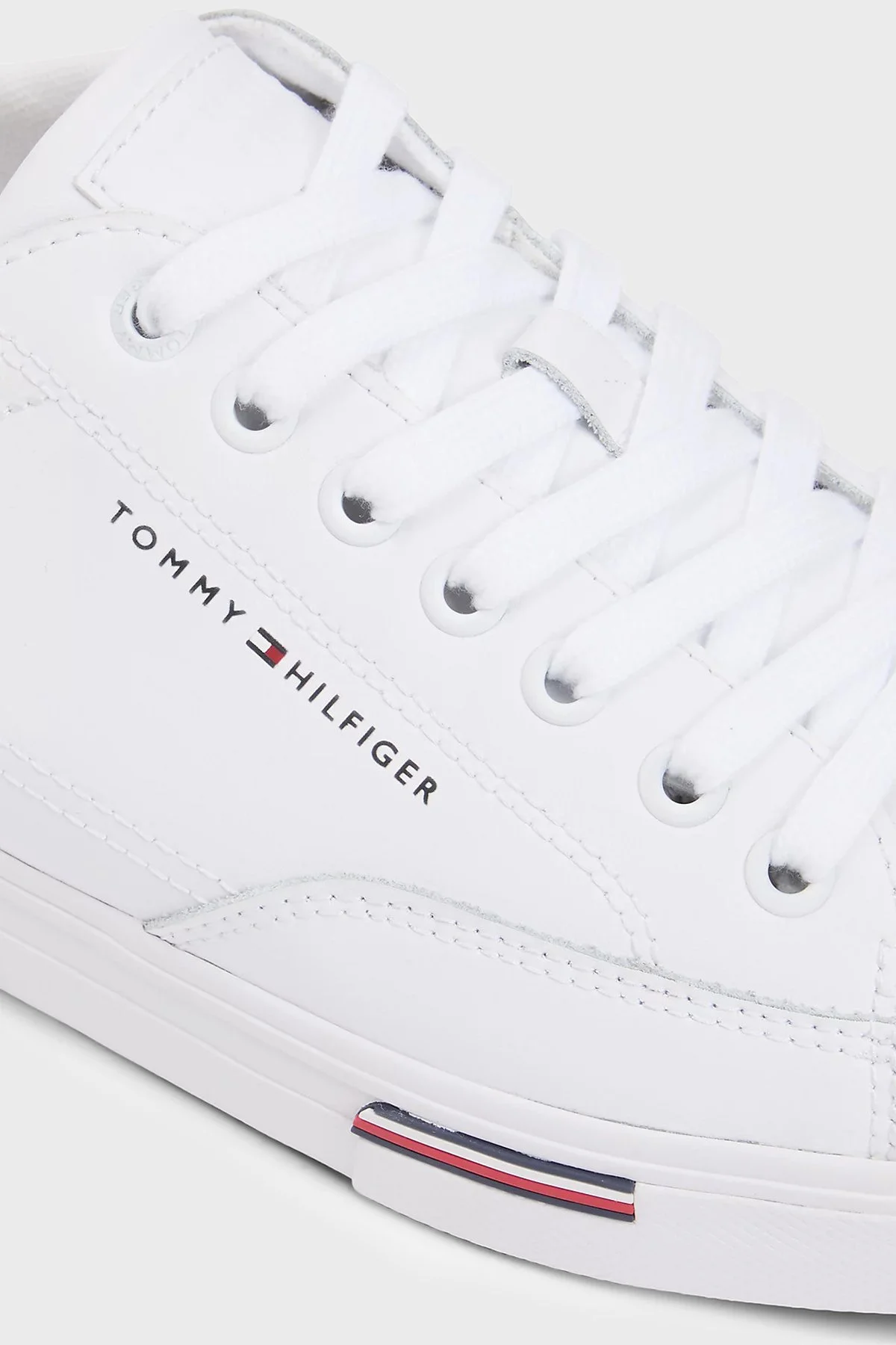 Tommy Hilfiger Logolu Deri Sneaker Erkek Ayakkabı FM0FM05814 YBS BEYAZ - 6