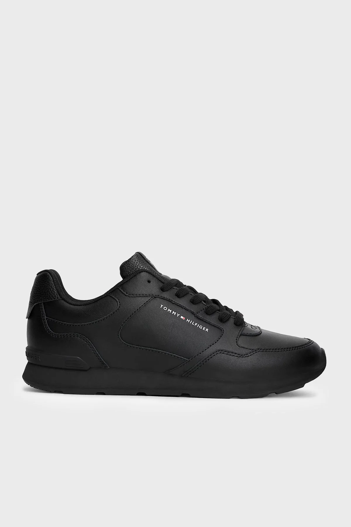 Tommy Hilfiger Logolu Deri Sneaker Erkek Ayakkabı FM0FM05906 BDS Siyah - 1