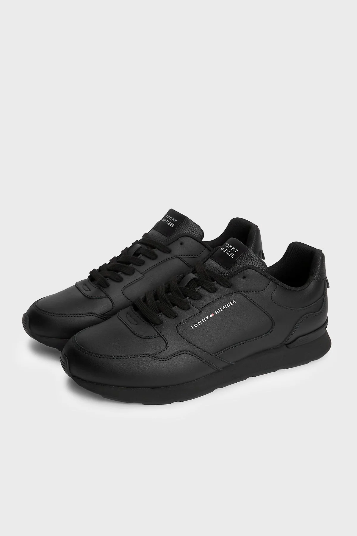 Tommy Hilfiger Logolu Deri Sneaker Erkek Ayakkabı FM0FM05906 BDS Siyah - 3