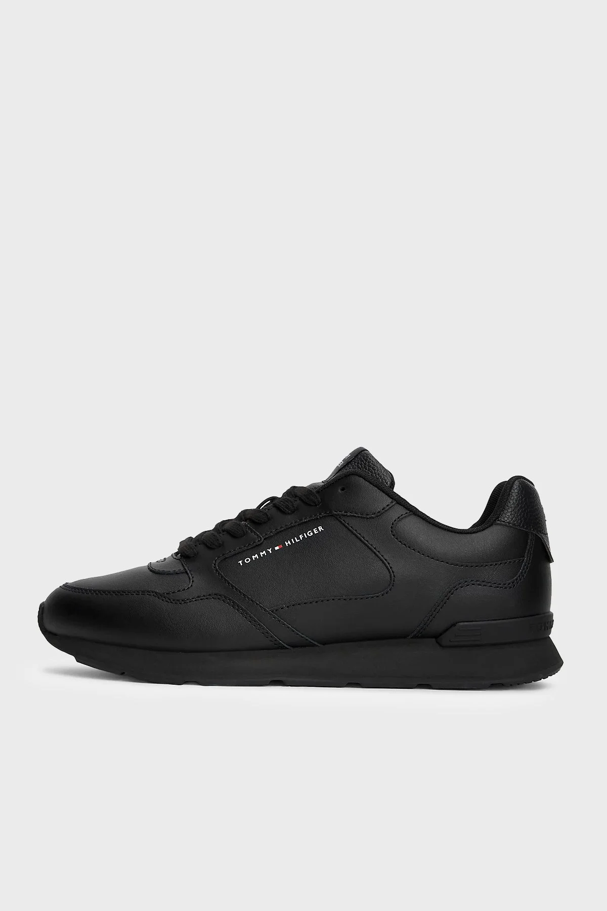 Tommy Hilfiger Logolu Deri Sneaker Erkek Ayakkabı FM0FM05906 BDS Siyah - 4