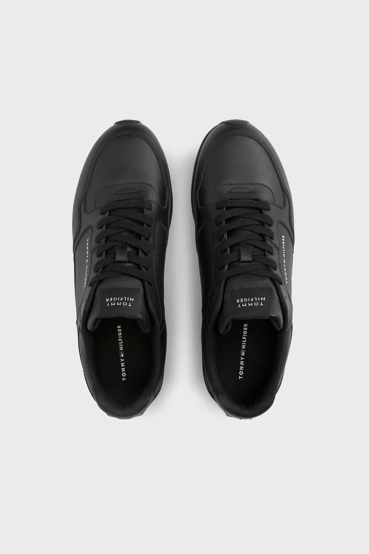 Tommy Hilfiger Logolu Deri Sneaker Erkek Ayakkabı FM0FM05906 BDS Siyah - 5