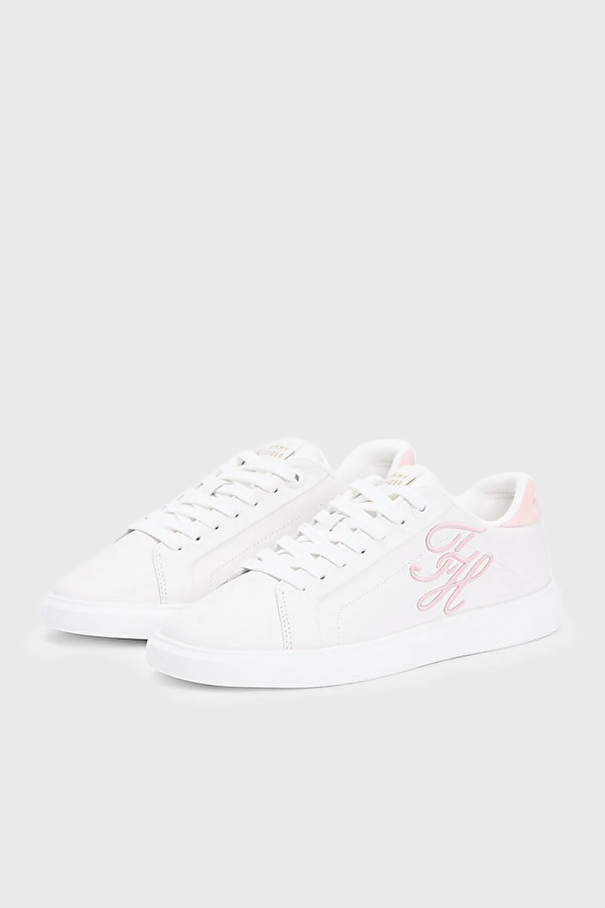 Tommy Hilfiger Logolu Deri Sneaker Kadın Ayakkabı FW0FW09363 02Y BEYAZ-PEMBE - 3
