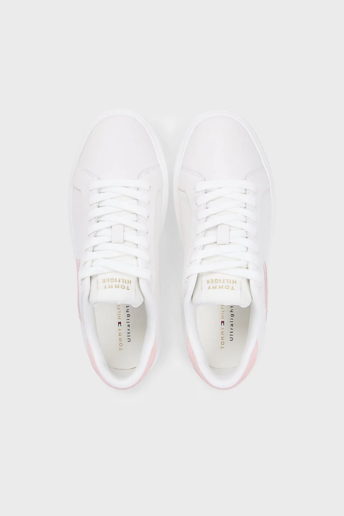 Tommy Hilfiger Logolu Deri Sneaker Kadın Ayakkabı FW0FW09363 02Y BEYAZ-PEMBE - 4