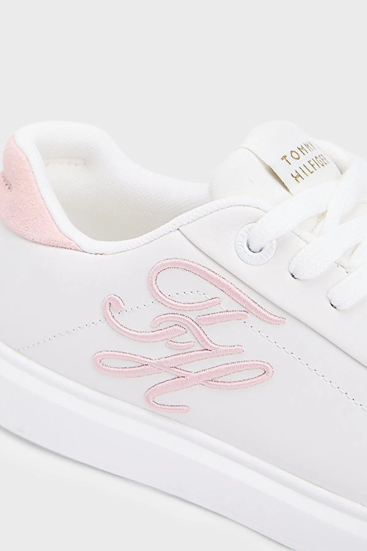 Tommy Hilfiger Logolu Deri Sneaker Kadın Ayakkabı FW0FW09363 02Y BEYAZ-PEMBE - 7