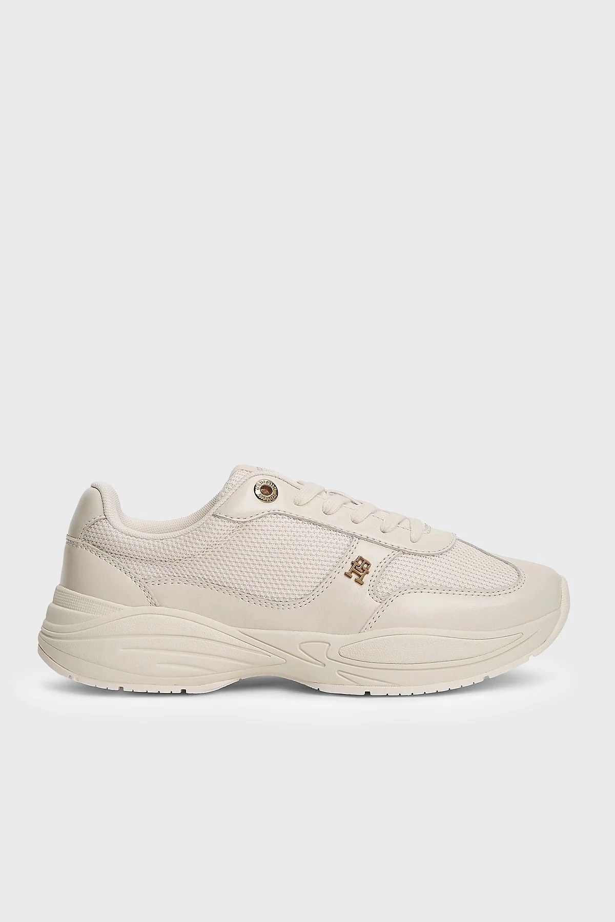 Tommy Hilfiger Logolu Deri Sneaker Kadın Ayakkabı FW0FW09413 AEO Bej - 1