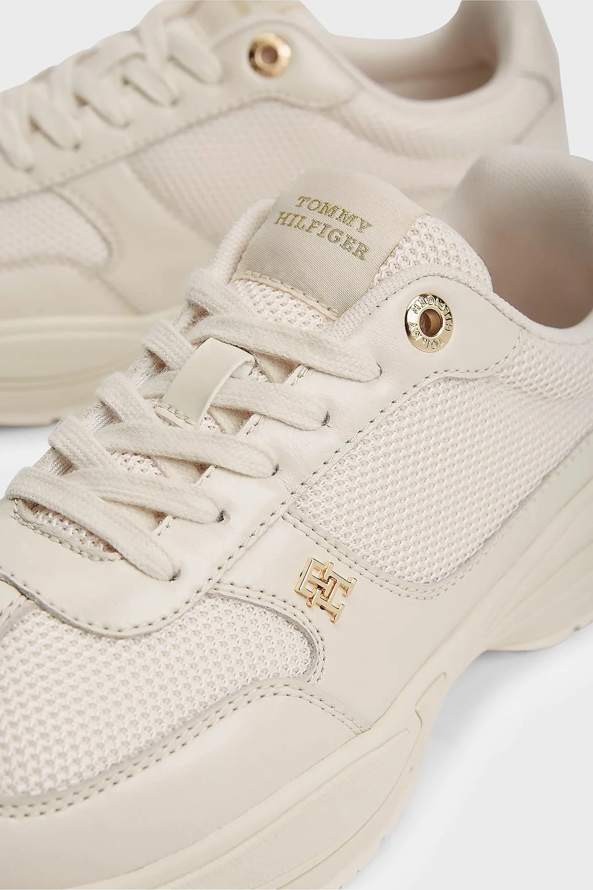 Tommy Hilfiger Logolu Deri Sneaker Kadın Ayakkabı FW0FW09413 AEO Bej - 4