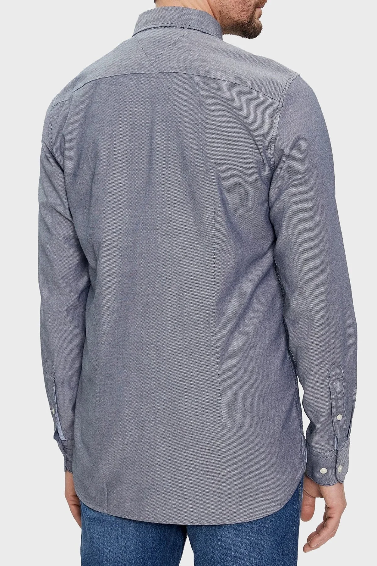 Tommy Hilfiger Logolu Düğmeli Yaka % 100 Pamuk Slim Fit Erkek Gömlek MW0MW33782 DCC LACİVERT - 3
