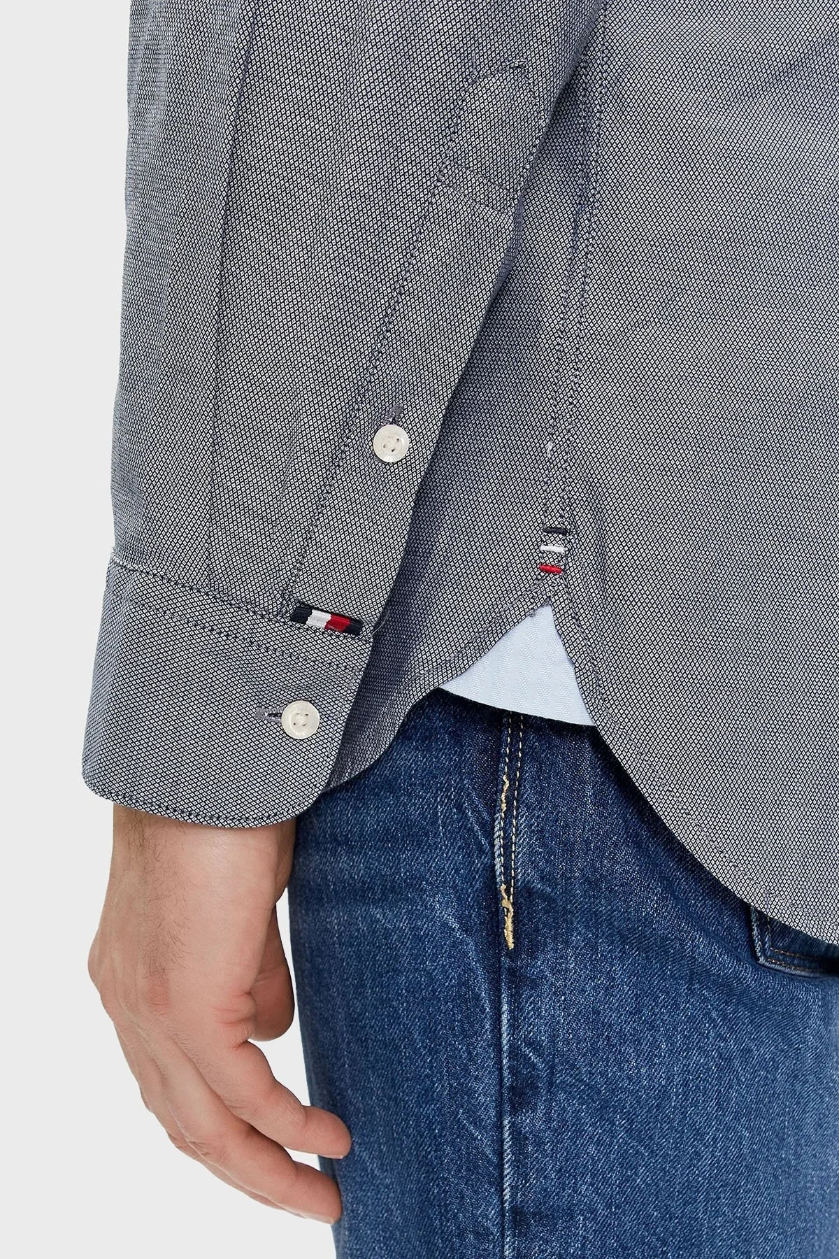 Tommy Hilfiger Logolu Düğmeli Yaka % 100 Pamuk Slim Fit Erkek Gömlek MW0MW33782 DCC LACİVERT - 5
