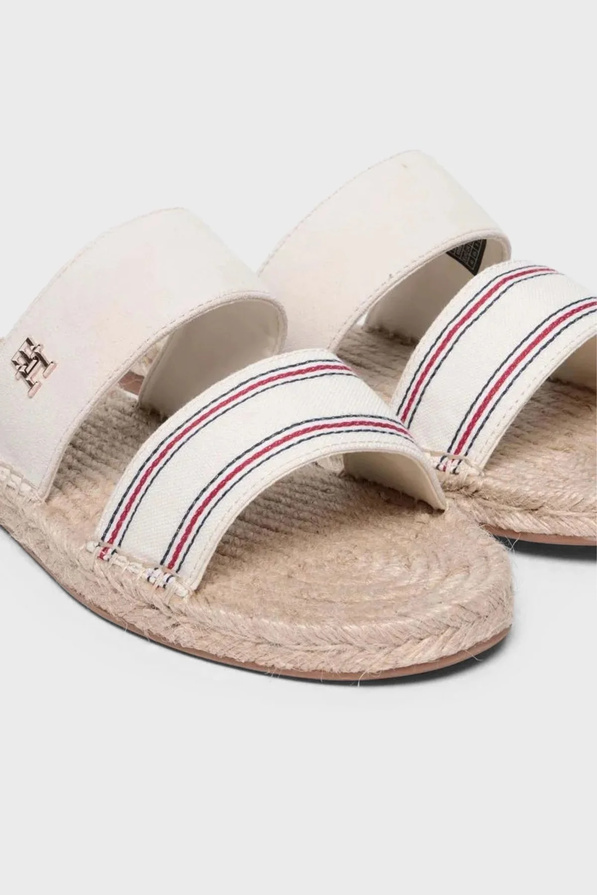 Tommy Hilfiger Logolu Düz Espadril Bayan Sandalet FW0FW08055 0K9 BEJ - 5
