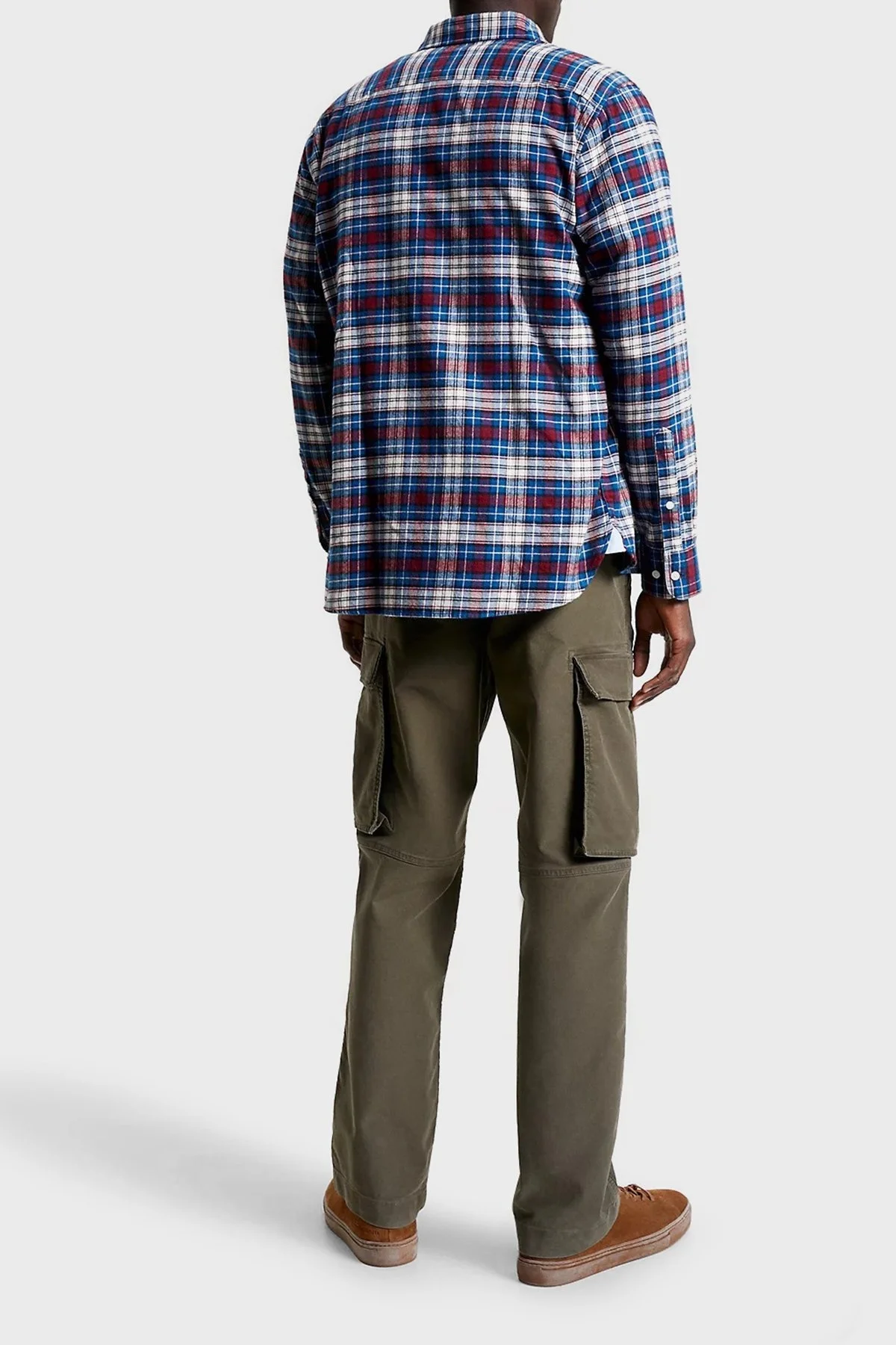 Tommy Hilfiger Logolu Ekoseli % 100 Pamuk Düğmeli Yaka Regular Fit Erkek Gömlek MW0MW32890 0MT MAVİ - 2