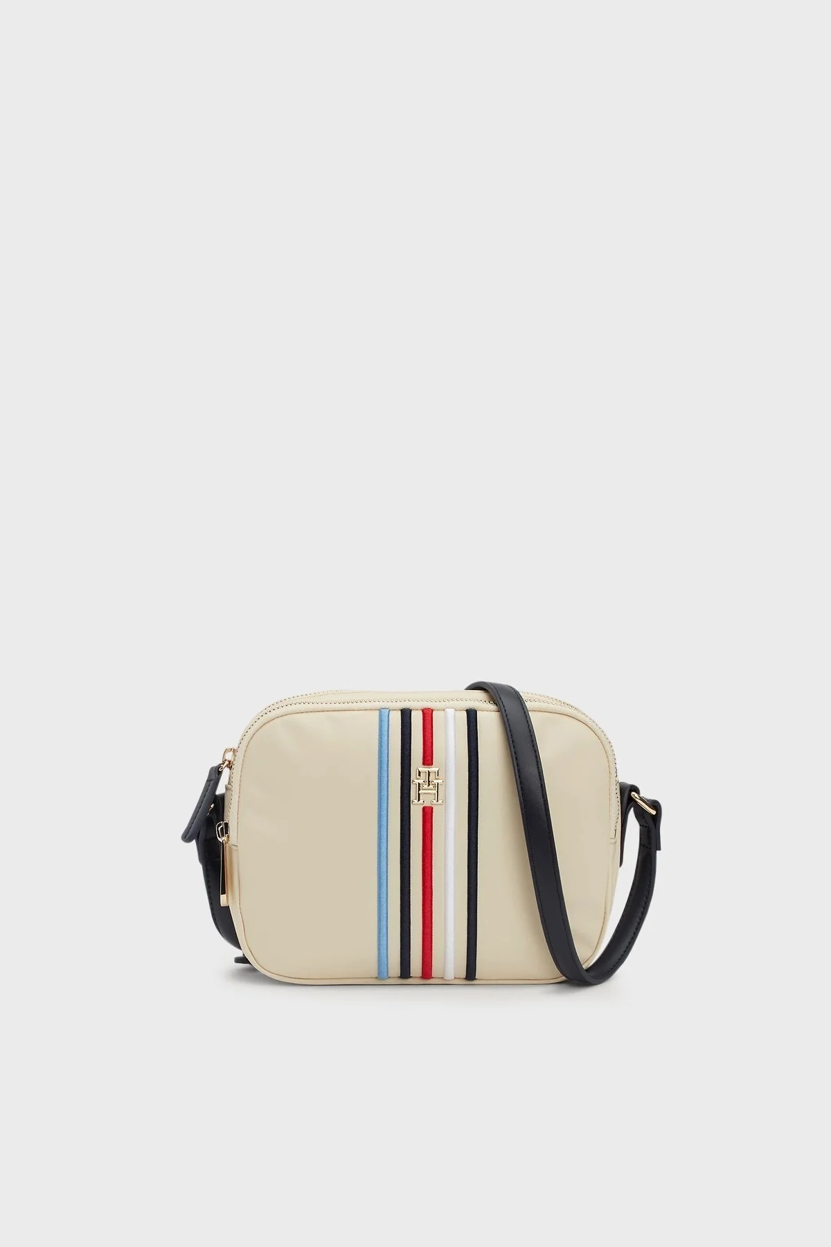 Tommy Hilfiger Logolu Fermuarlı Ayarlanabliir Omuz Askılı Bayan Çanta AW0AW15985 AEF BEJ - 1