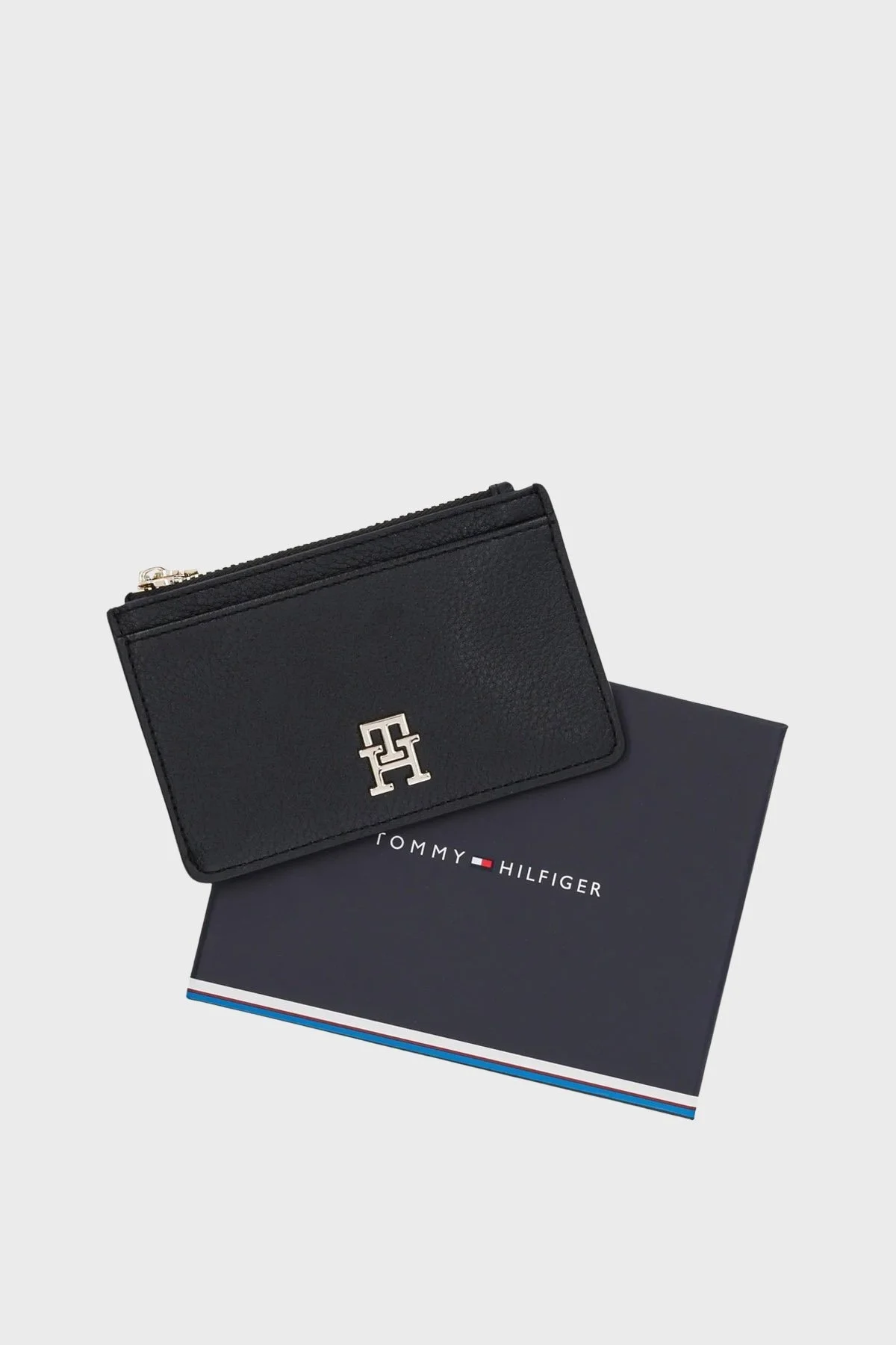 Tommy Hilfiger Logolu Fermuarlı Bayan Kartlık AW0AW17481 BDS SİYAH - 4