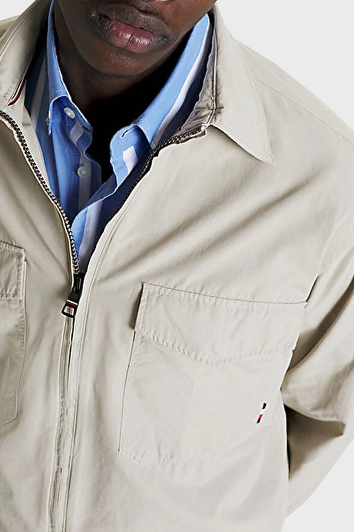 Tommy Hilfiger Logolu Fermuarlı Cepli Regular Fit Erkek Gömlek Ceket MW0MW30894 AEP TAŞ - 3