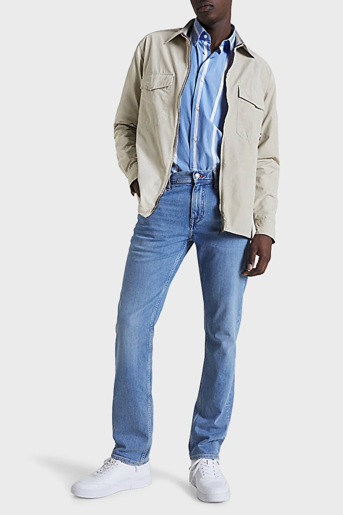 Tommy Hilfiger Logolu Fermuarlı Cepli Regular Fit Erkek Gömlek Ceket MW0MW30894 AEP TAŞ - 4