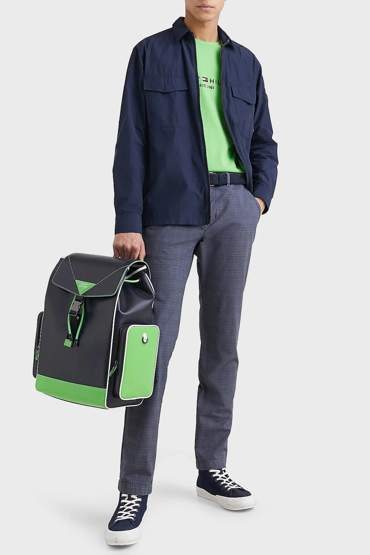 Tommy Hilfiger Logolu Fermuarlı Cepli Regular Fit Erkek Gömlek Ceket MW0MW30894 DW5 LACİVERT - 2