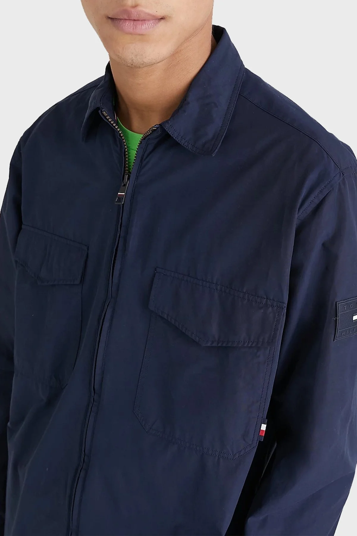 Tommy Hilfiger Logolu Fermuarlı Cepli Regular Fit Erkek Gömlek Ceket MW0MW30894 DW5 LACİVERT - 3