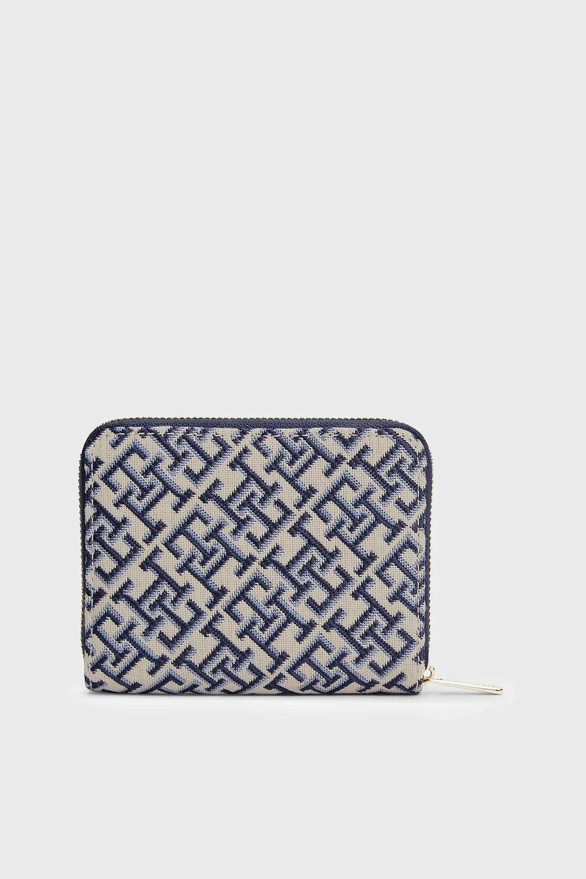 Tommy Hilfiger Logolu Fermuarlı Kadın Cüzdan AW0AW18759 0GY Bej-mavi - 2