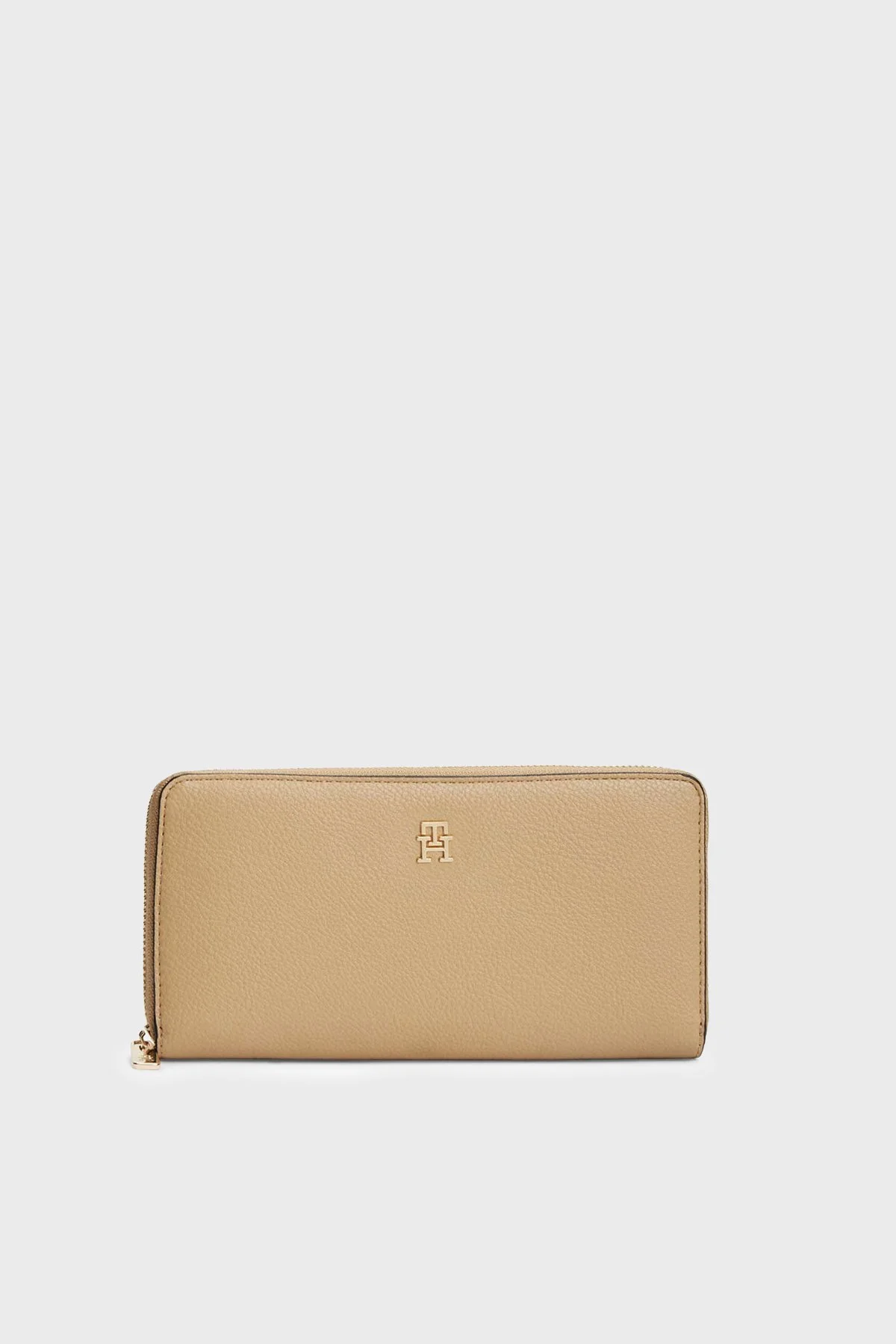 Tommy Hilfiger Logolu Fermuarlı Kadın Cüzdan AW0AW18760 RBL Koyu bej - 1