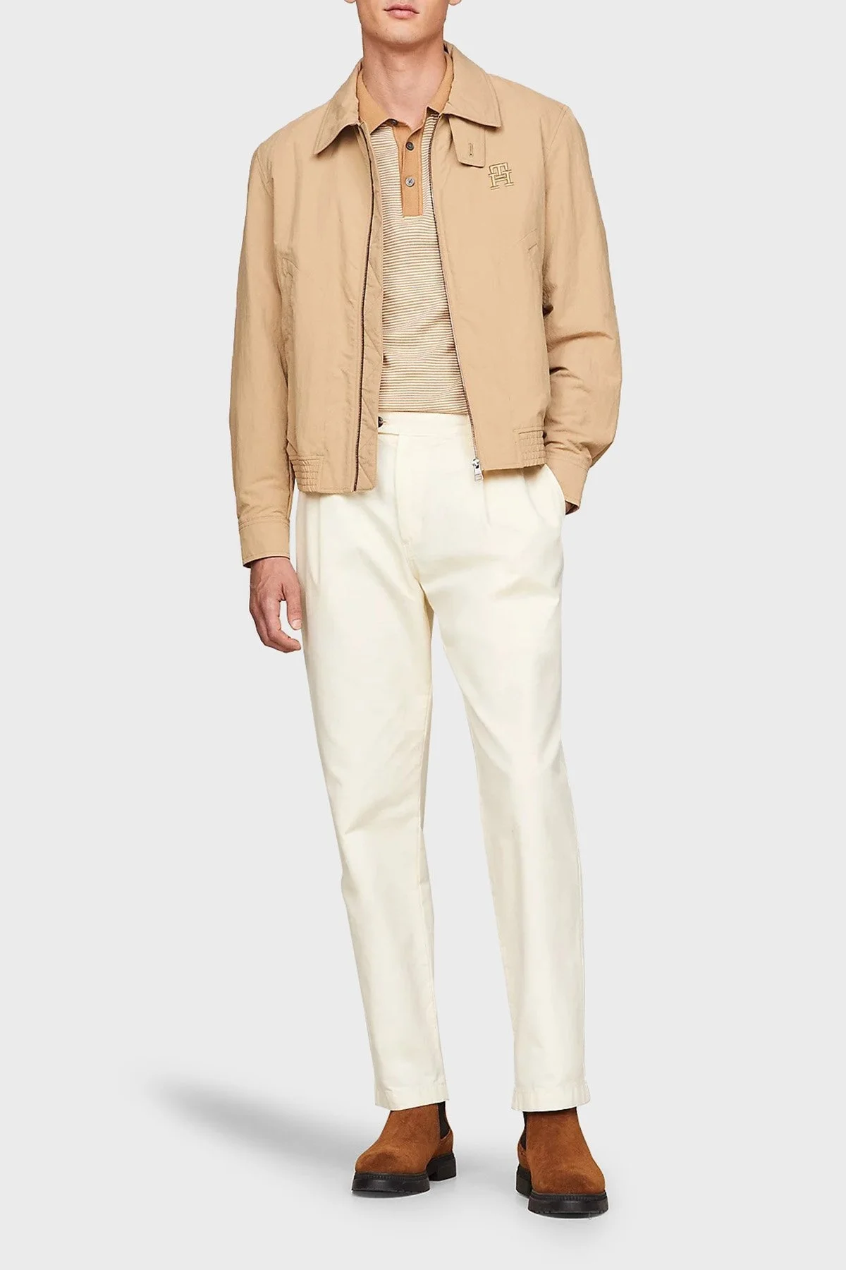 Tommy Hilfiger Logolu Fermuarlı Su Geçirmez Erkek Ceket MW0MW33743 RBL CAMEL - 5