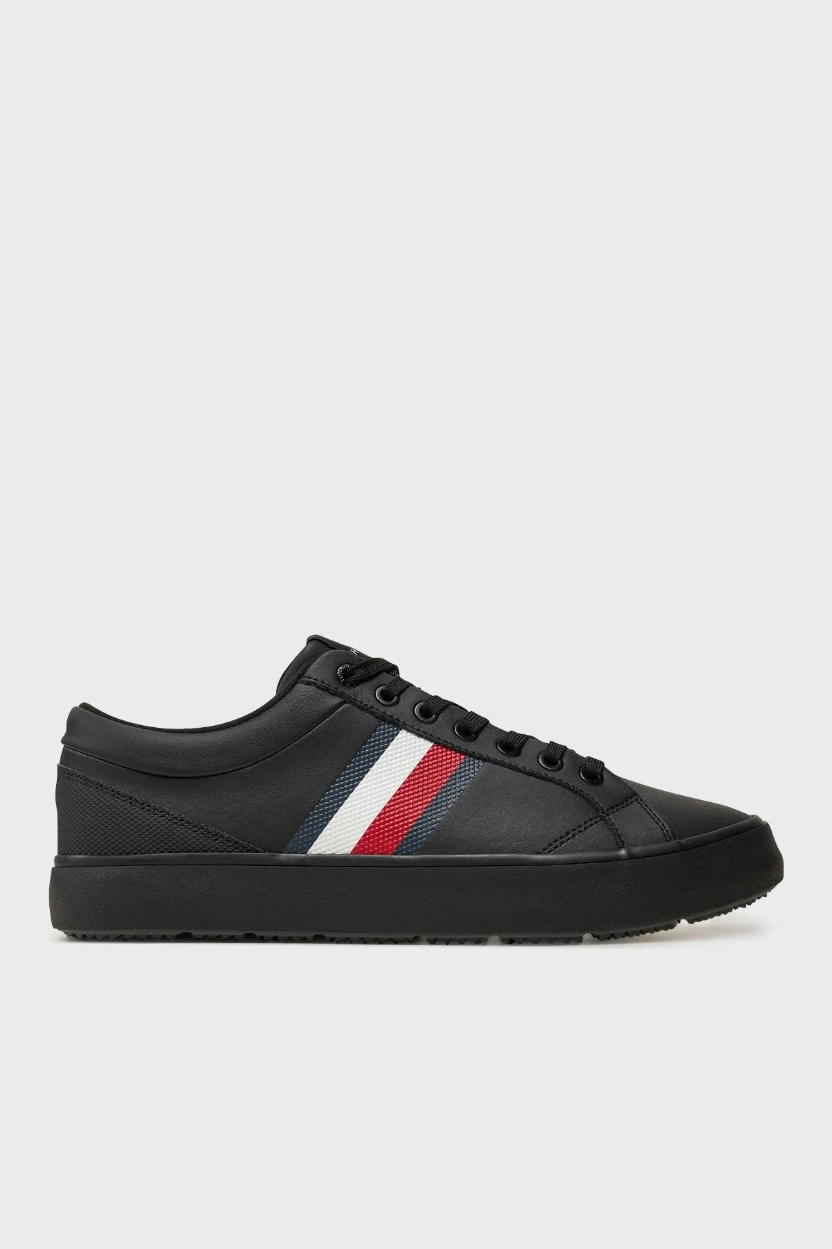 Tommy Hilfiger Logolu Hakiki Deri Kalın Tabanlı Sneaker Erkek Ayakkabı FM0FM05199 BDS SİYAH - 1
