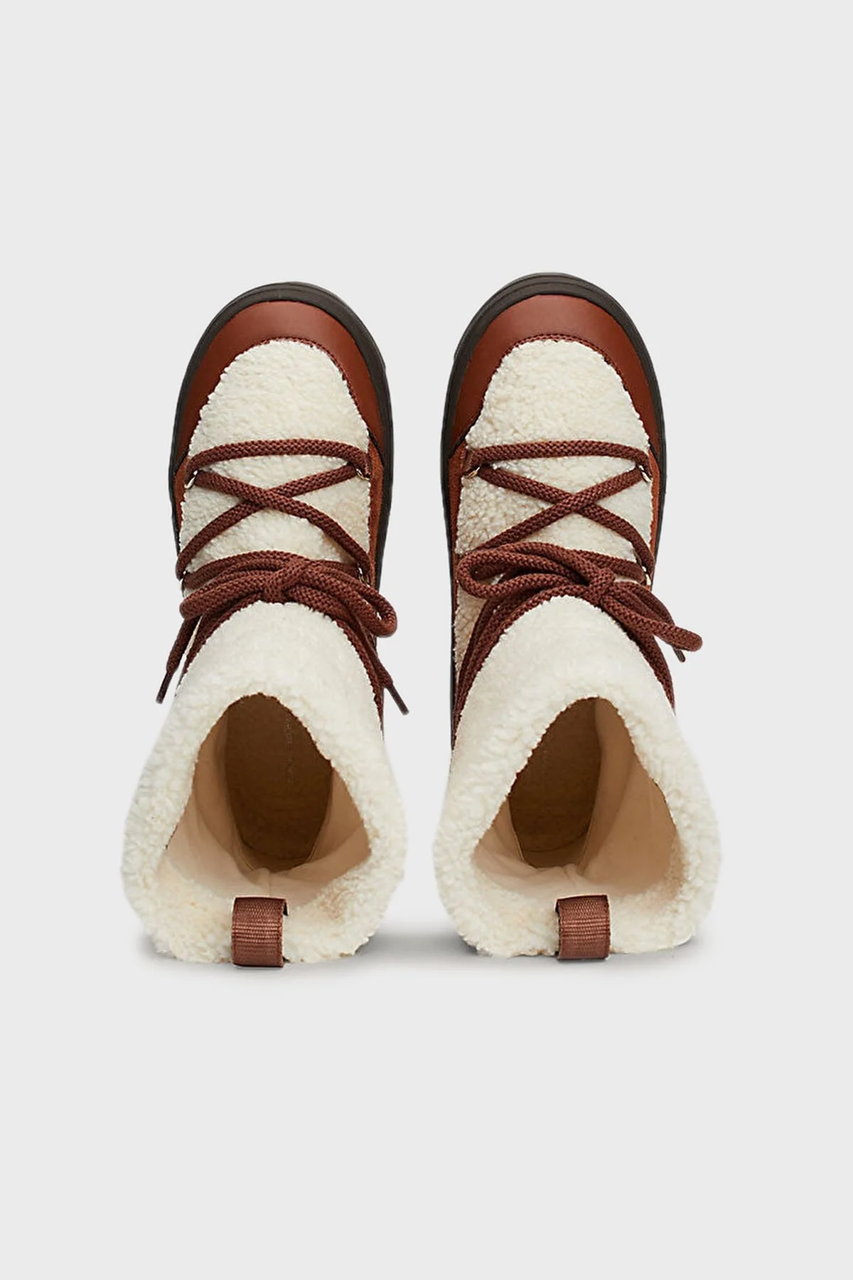 Tommy Hilfiger Logolu Kalın Tabanlı Bağcıklı Bayan Kar Botu FW0FW08252 GPK KREM-KAHVE - 11