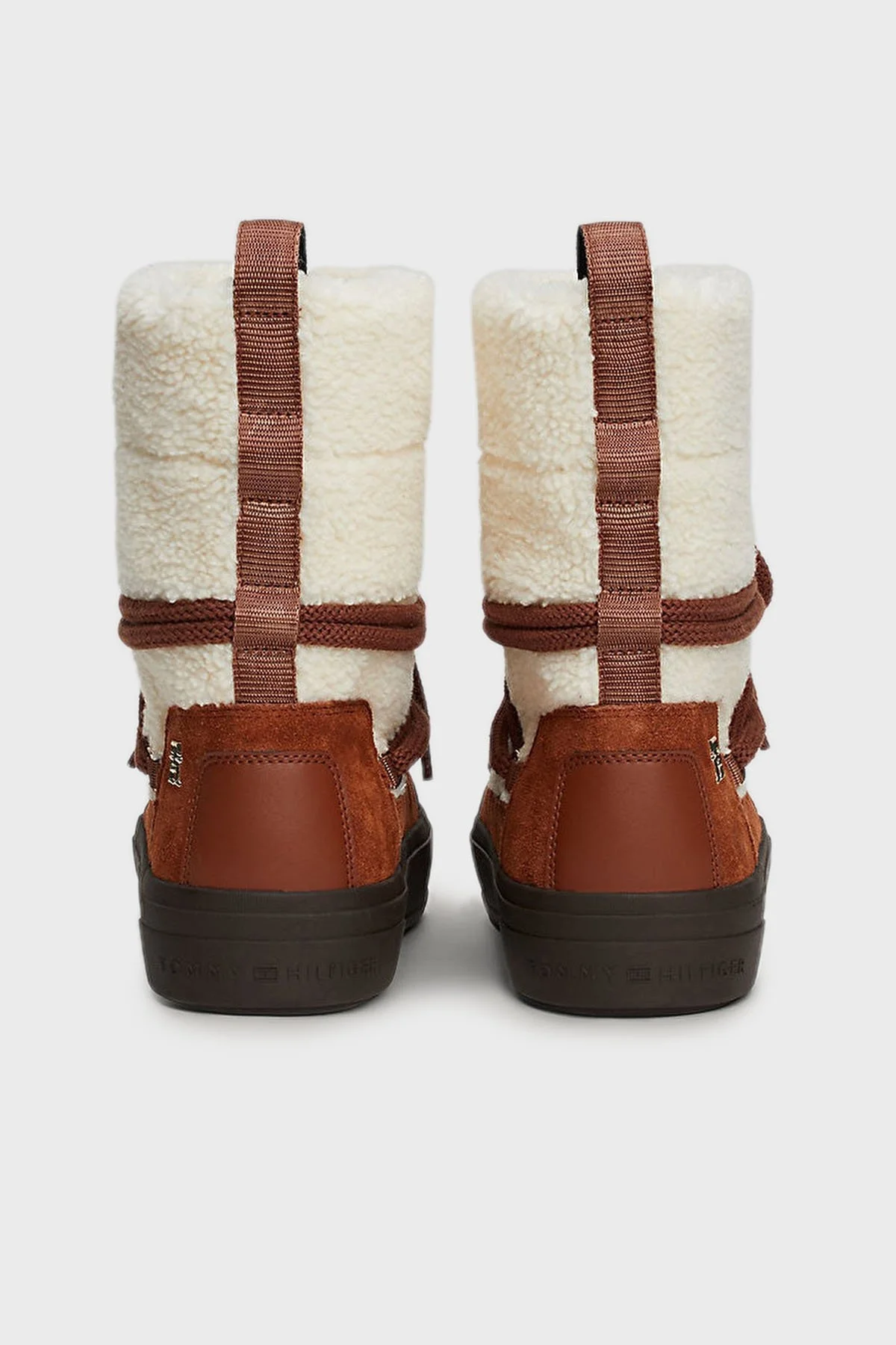 Tommy Hilfiger Logolu Kalın Tabanlı Bağcıklı Bayan Kar Botu FW0FW08252 GPK KREM-KAHVE - 12