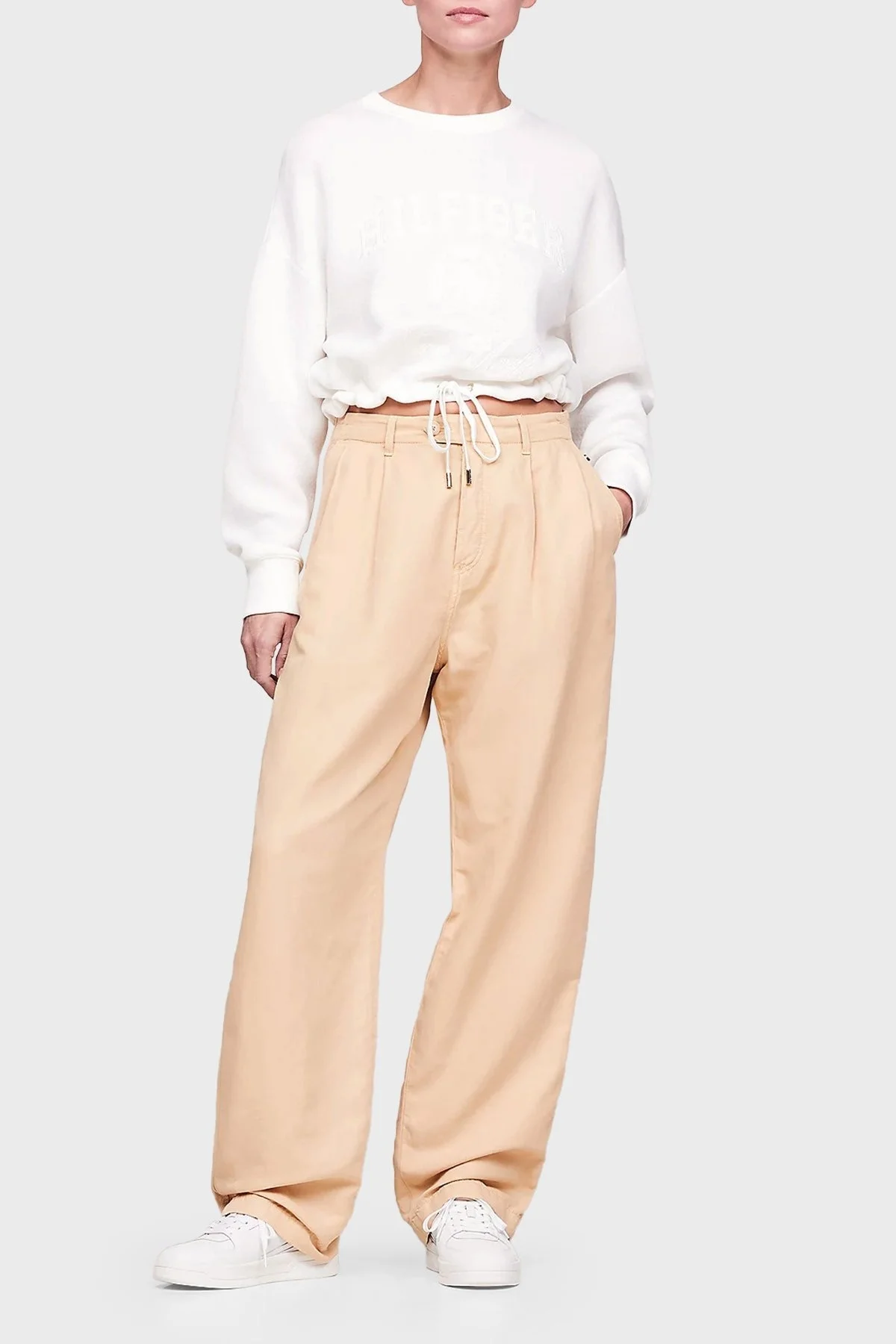 Tommy Hilfiger Logolu Kalın Tabanlı Deri Sneaker Bayan Ayakkabı FW0FW08076 YBL BEYAZ - 2