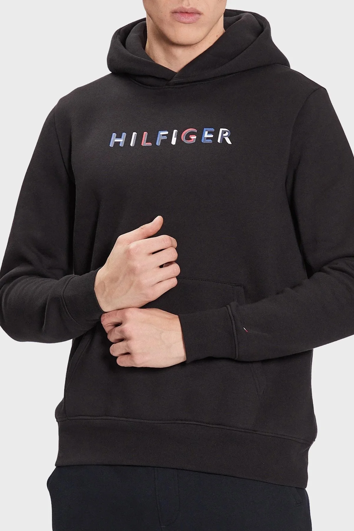 Tommy Hilfiger Logolu Kapüşonlu Pamuklu Regular Fit Erkek Sweat MW0MW32014 BDS SİYAH - 1