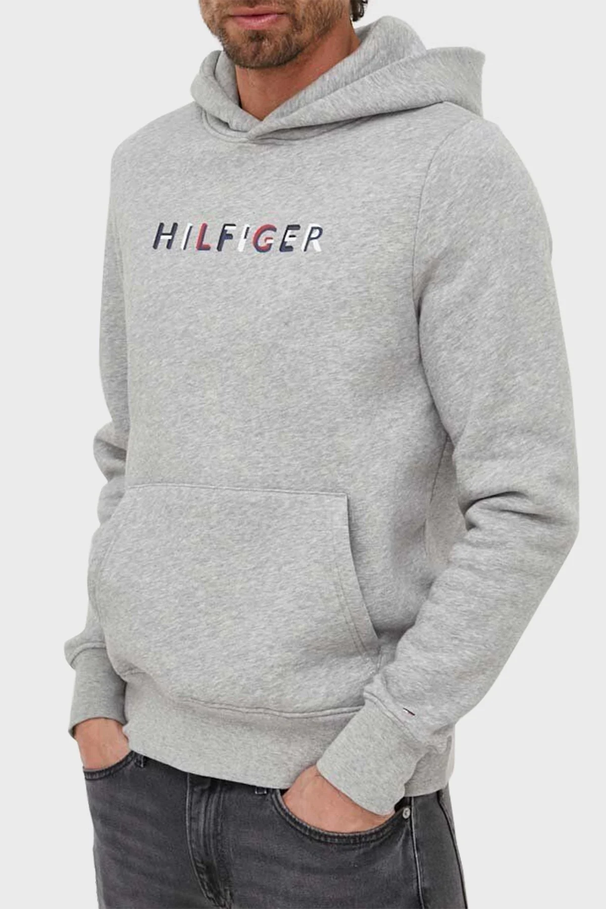 Tommy Hilfiger Logolu Kapüşonlu Pamuklu Regular Fit Erkek Sweat MW0MW32014 P01 GRİ - 1