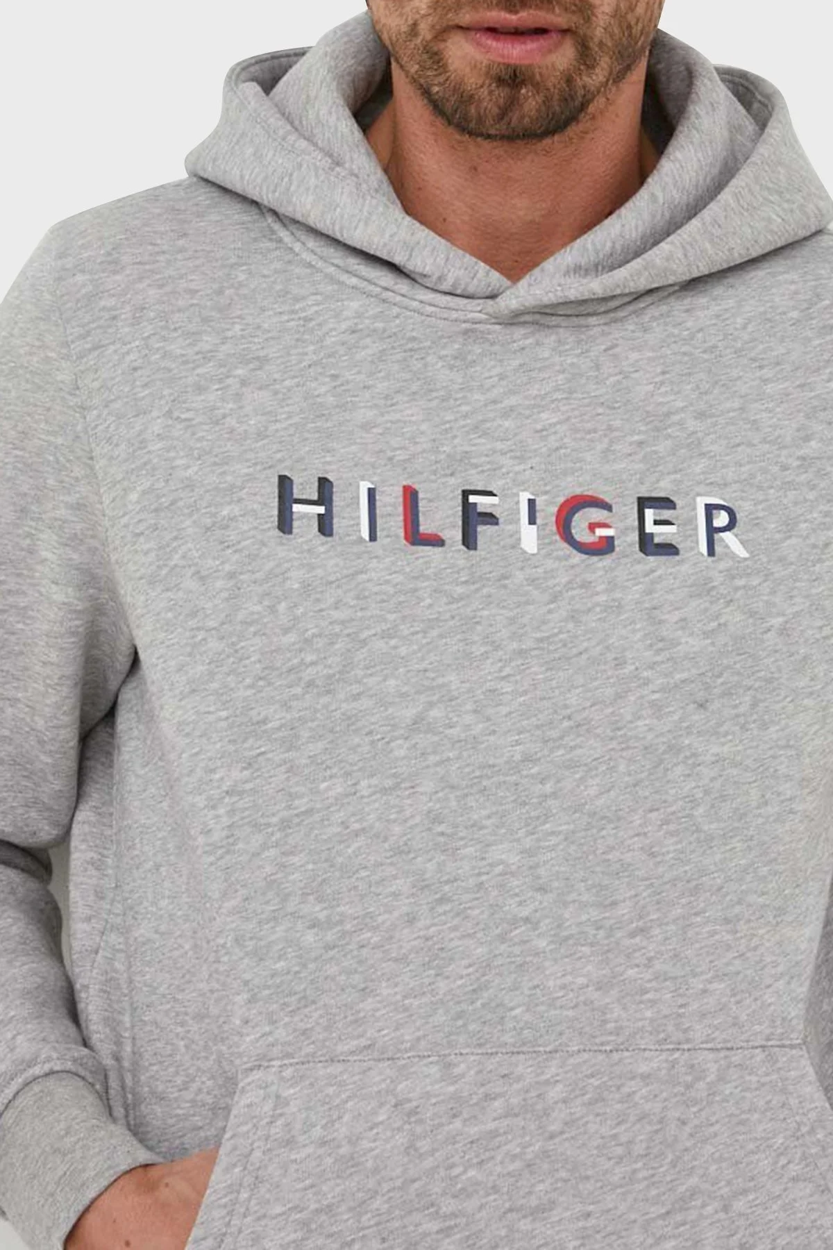 Tommy Hilfiger Logolu Kapüşonlu Pamuklu Regular Fit Erkek Sweat MW0MW32014 P01 GRİ - 2