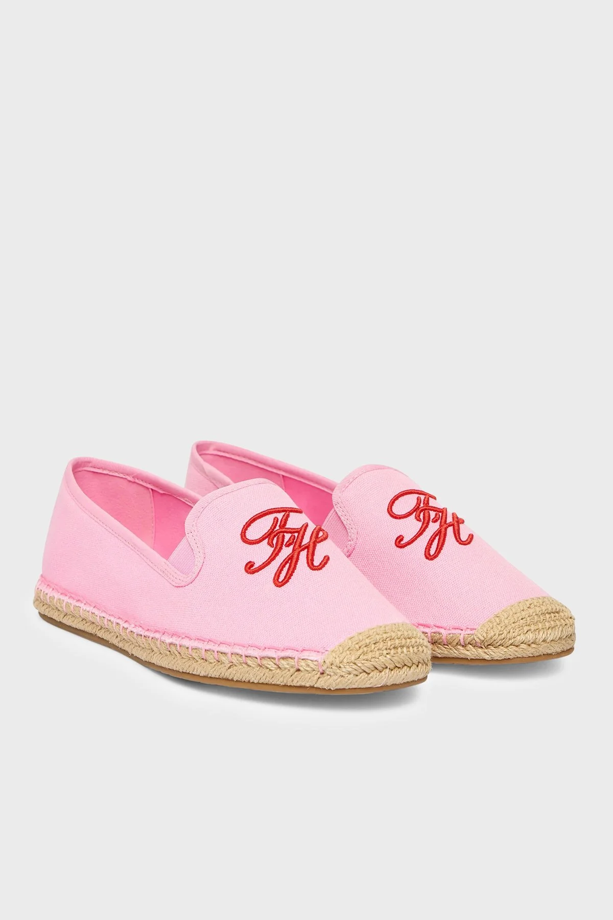 Tommy Hilfiger Logolu Nakış İşlemeli Kanvas Espadril Kadın Ayakkabı FW0FW09240 TOR Pembe - 2