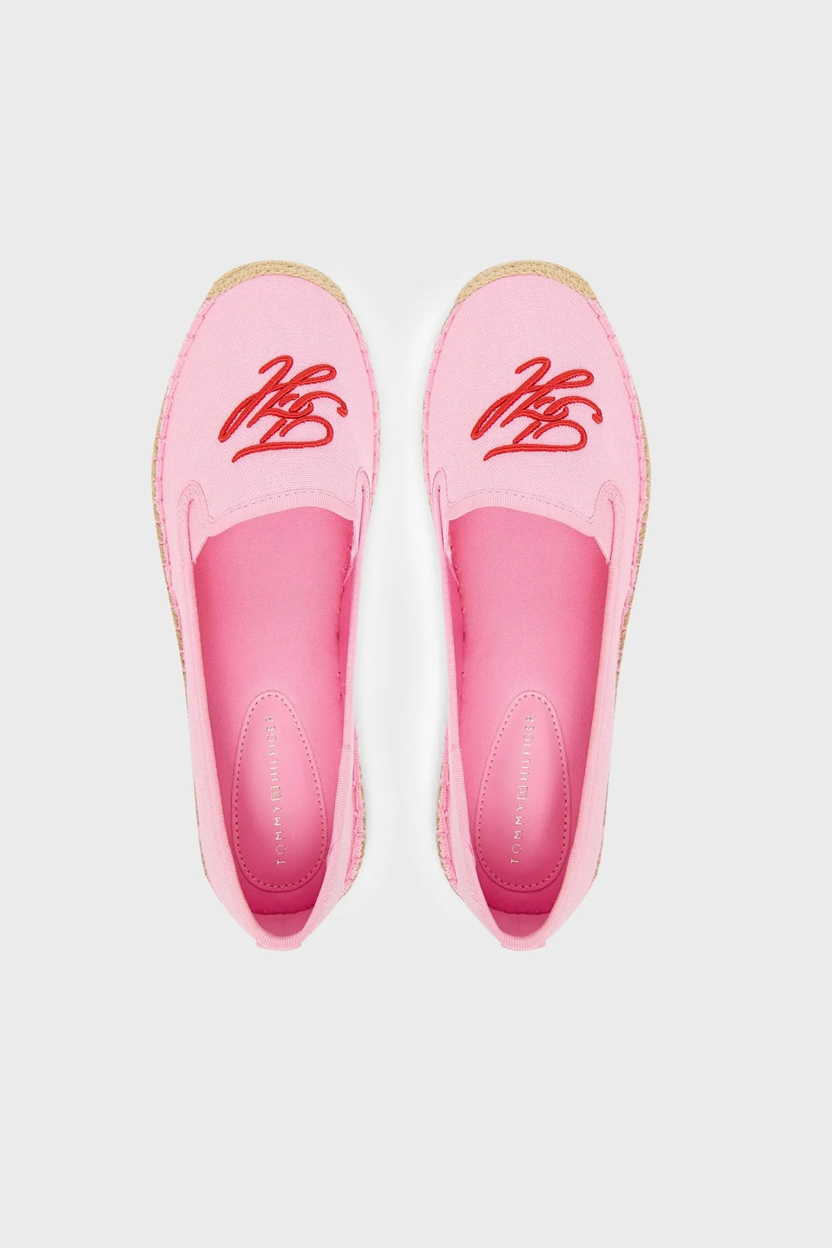 Tommy Hilfiger Logolu Nakış İşlemeli Kanvas Espadril Kadın Ayakkabı FW0FW09240 TOR Pembe - 3