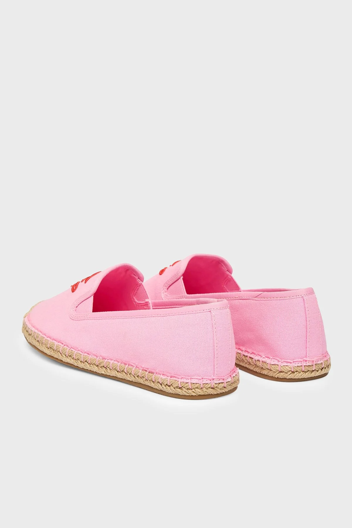 Tommy Hilfiger Logolu Nakış İşlemeli Kanvas Espadril Kadın Ayakkabı FW0FW09240 TOR Pembe - 4
