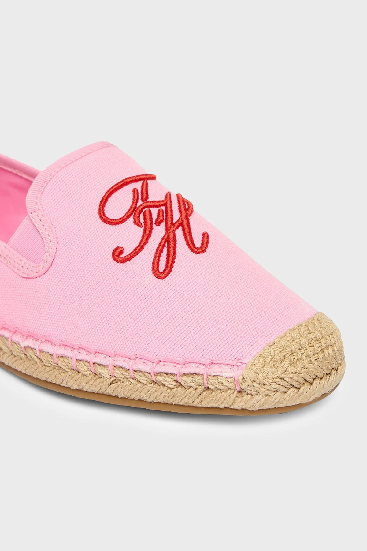 Tommy Hilfiger Logolu Nakış İşlemeli Kanvas Espadril Kadın Ayakkabı FW0FW09240 TOR Pembe - 5