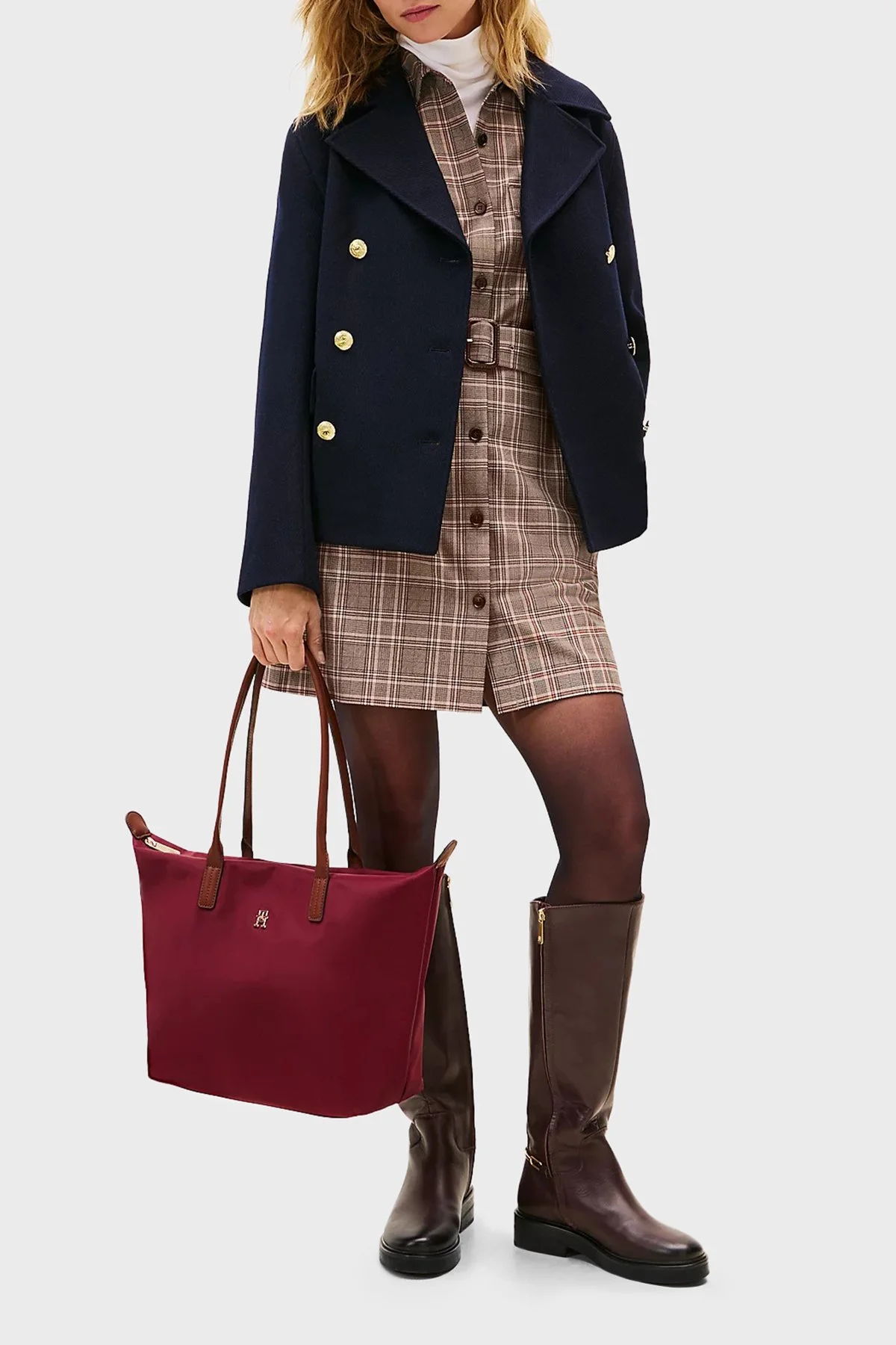 Tommy Hilfiger Logolu Omuz Askılı Tote Bayan Çanta AW0AW17711 VLP BORDO - 2
