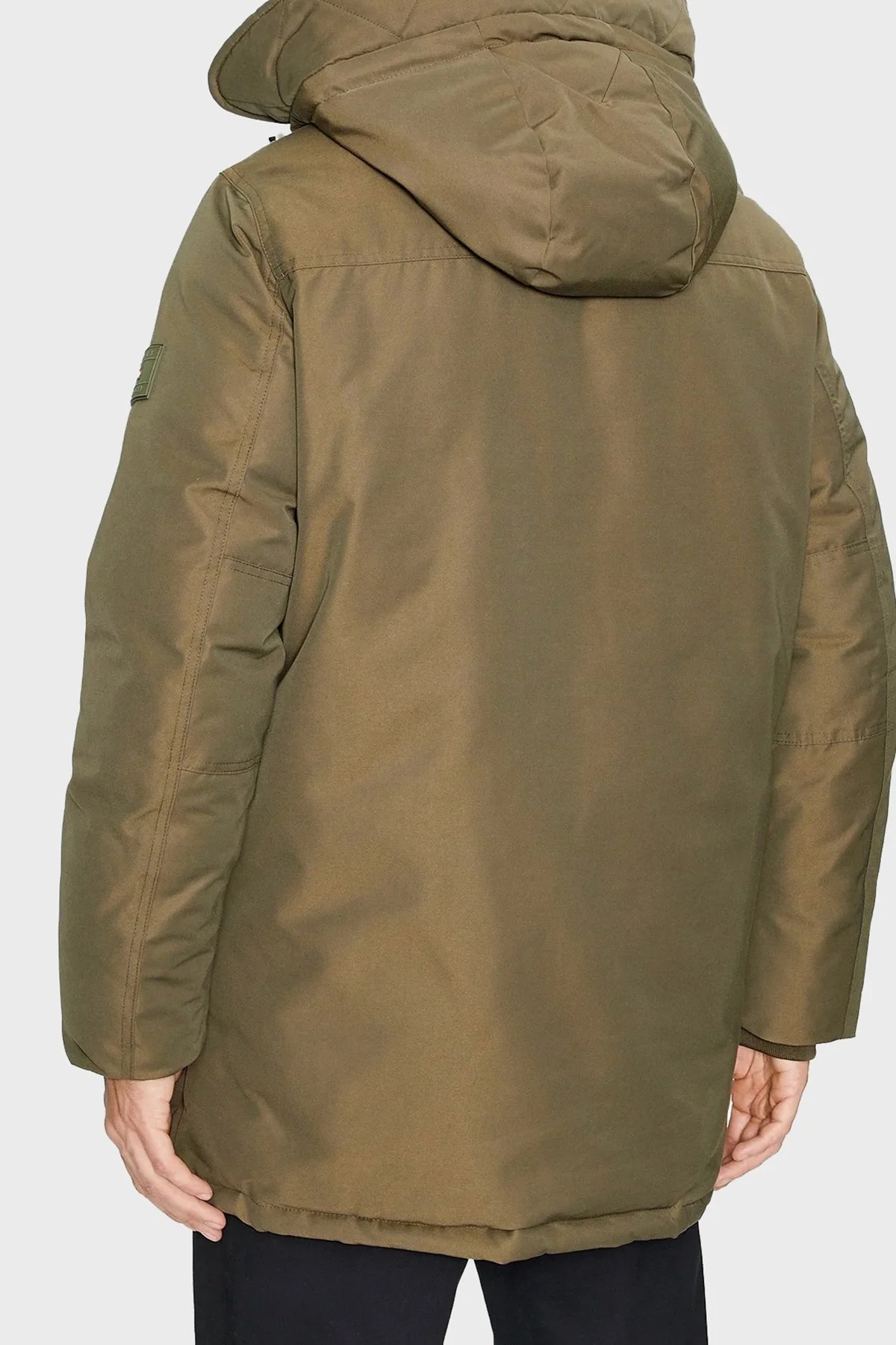 Tommy Hilfiger Logolu Ördek Tüyü Dolgulu Kapüşonlu Regular Fit Erkek Mont MW0MW32779 RBN HAKİ - 3