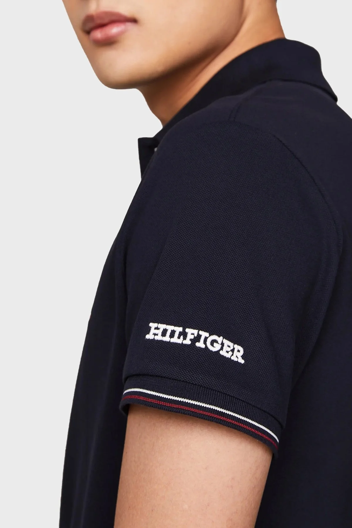 Tommy Hilfiger Logolu Pamuklu Erkek Polo Yaka T Shirt MW0MW35619 DW5 LACİVERT - 4