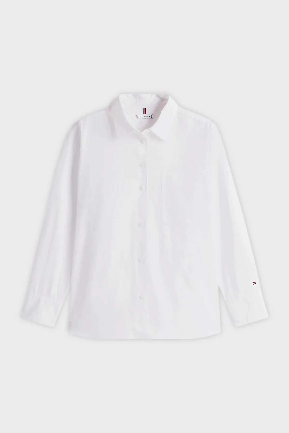 Tommy Hilfiger Logolu Pamuklu Klasik Yaka Kadın Gömlek WW0WW45612 YCF Beyaz - 5