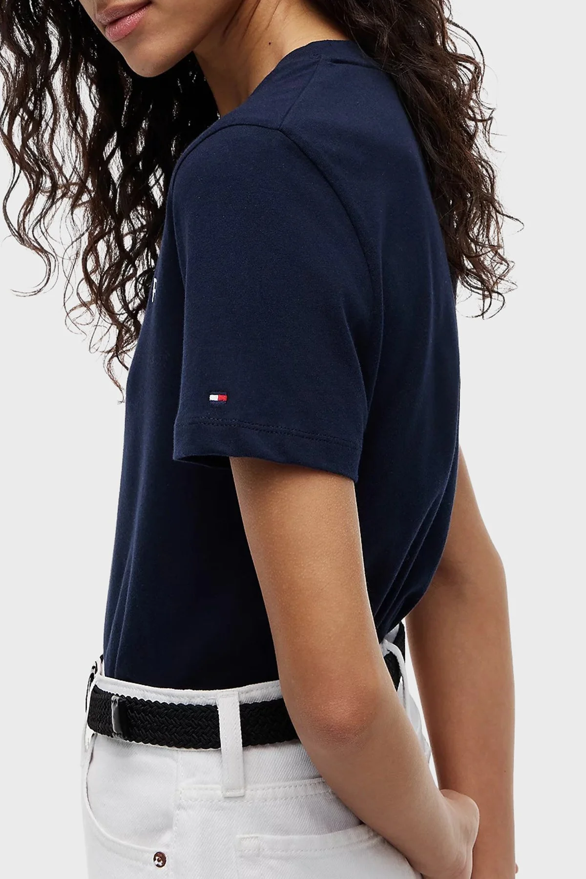 Tommy Hilfiger Logolu Pamuklu Regular Fit Bisiklet Yaka Bayan T Shirt WW0WW40276 C1G LACİVERT - 3