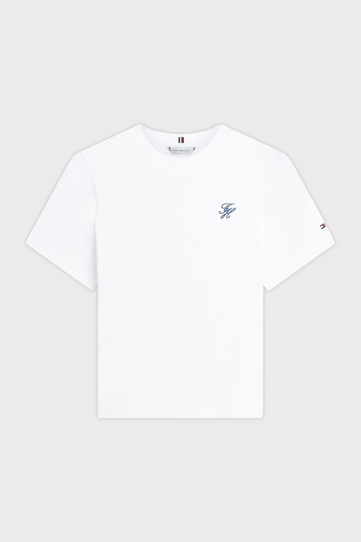 Tommy Hilfiger Logolu Pamuklu Regular Fit Bisiklet Yaka Bayan T Shirt WW0WW48699 YBL BEYAZ - 5