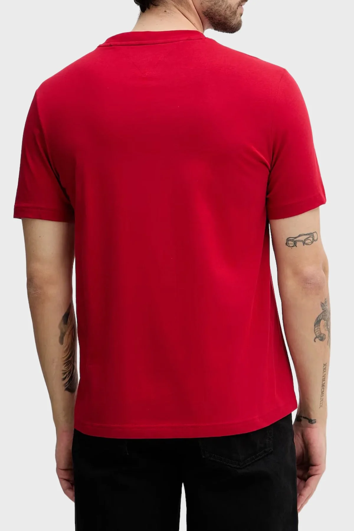 Tommy Hilfiger Logolu Pamuklu Regular Fit Bisiklet Yaka Erkek T Shirt MW0MW41456 XLD KIRMIZI - 3