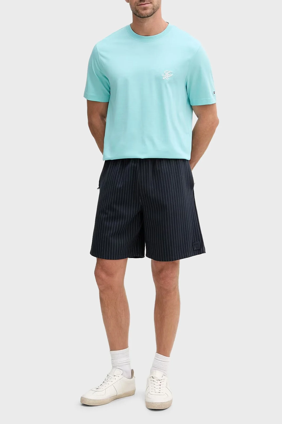 Tommy Hilfiger Logolu Pamuklu Regular Fit Bisiklet Yaka Erkek T Shirt MW0MW43066 CSR AQUA - 2