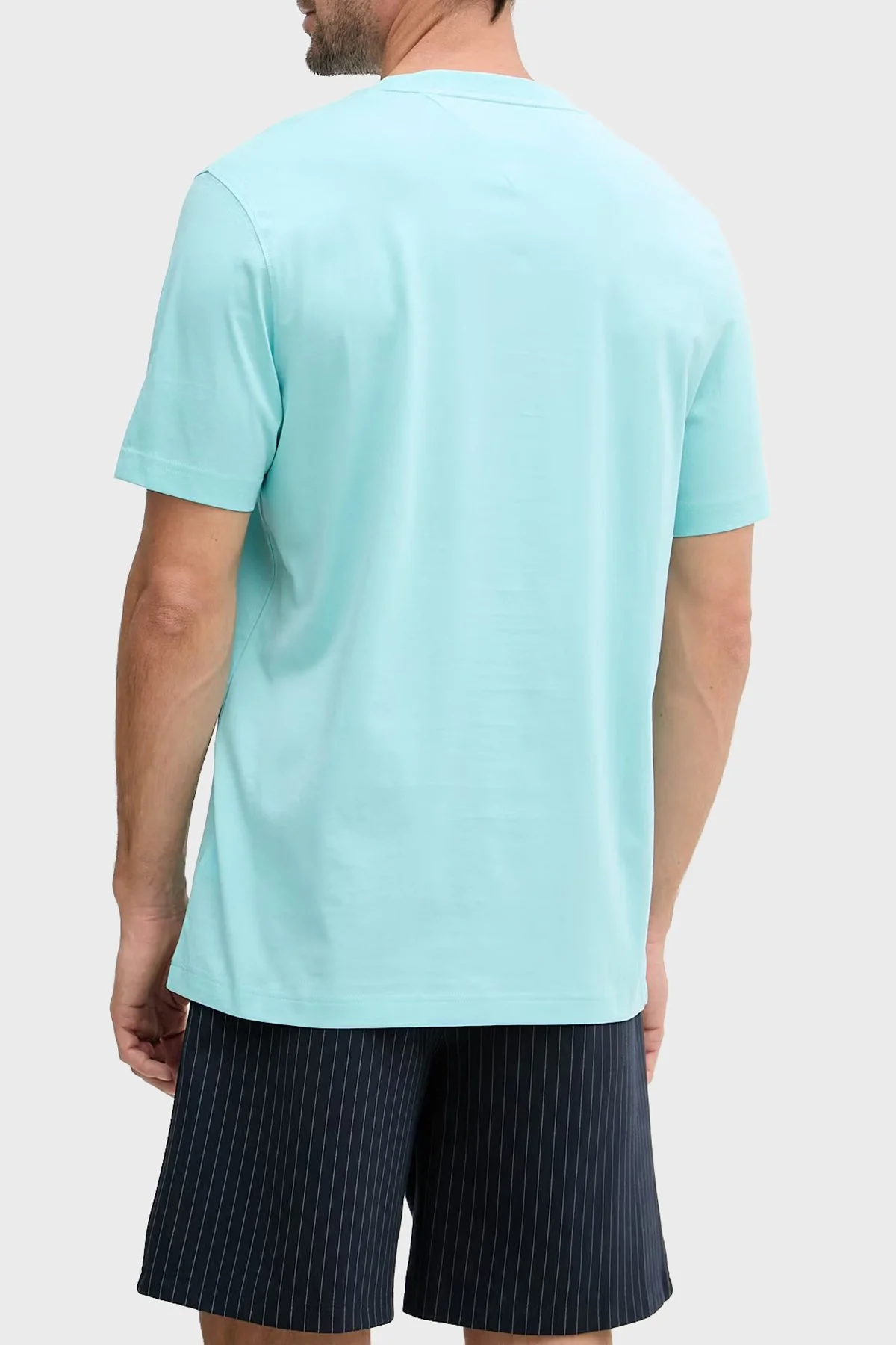 Tommy Hilfiger Logolu Pamuklu Regular Fit Bisiklet Yaka Erkek T Shirt MW0MW43066 CSR AQUA - 3