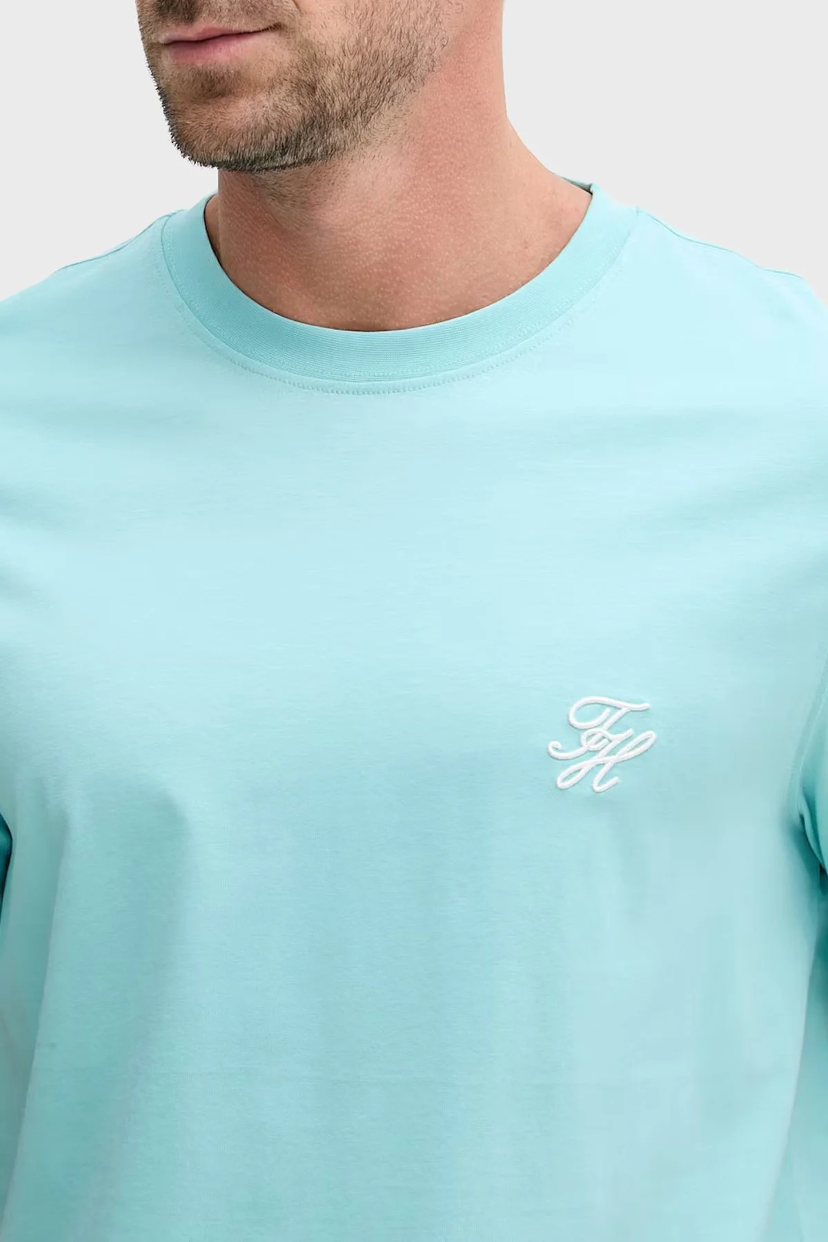 Tommy Hilfiger Logolu Pamuklu Regular Fit Bisiklet Yaka Erkek T Shirt MW0MW43066 CSR AQUA - 4